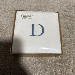 Caspari White Pearl Paper Line  Napkin Box Cocktail Airlaid Initial D 30 Ea